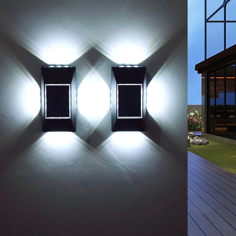 Moderne Einfachheit Solar Sensor Rechteck ABS Kunststoff LED Außen Wand Sconce Lampe Für Garten