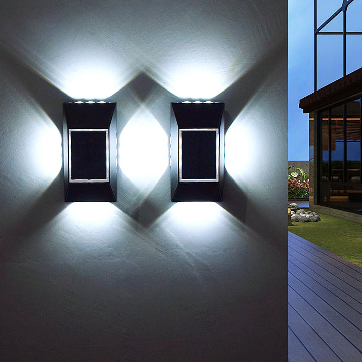 Moderne Einfachheit Solar Sensor Rechteck ABS Kunststoff LED Außen Wand Sconce Lampe Für Garten