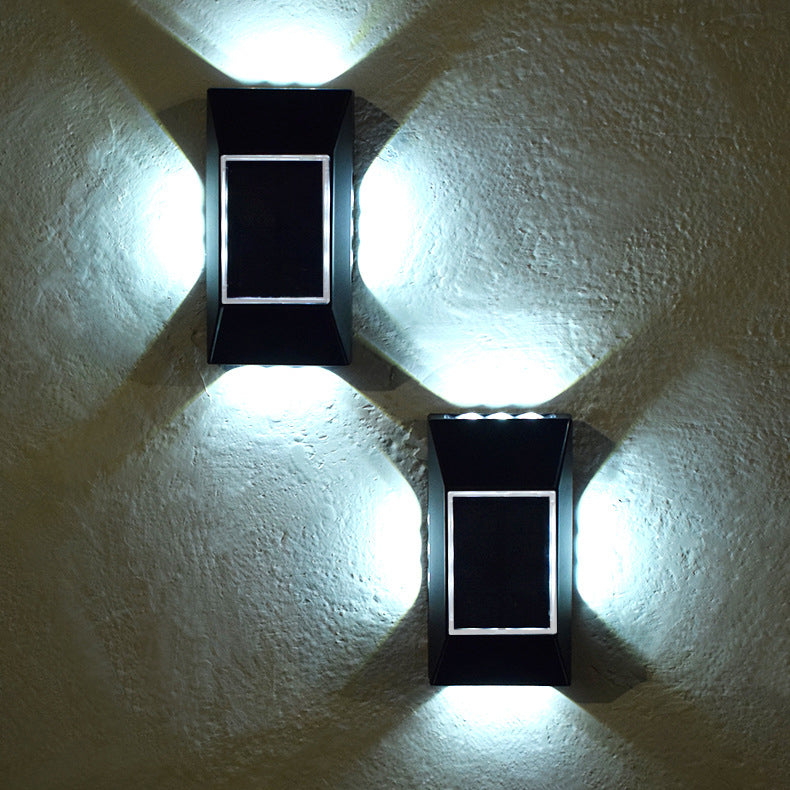 Moderne Einfachheit Solar Sensor Rechteck ABS Kunststoff LED Außen Wand Sconce Lampe Für Garten