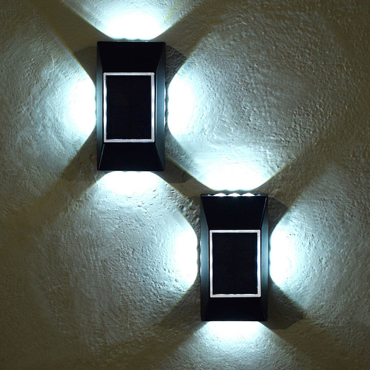 Moderne Einfachheit Solar Sensor Rechteck ABS Kunststoff LED Außen Wand Sconce Lampe Für Garten