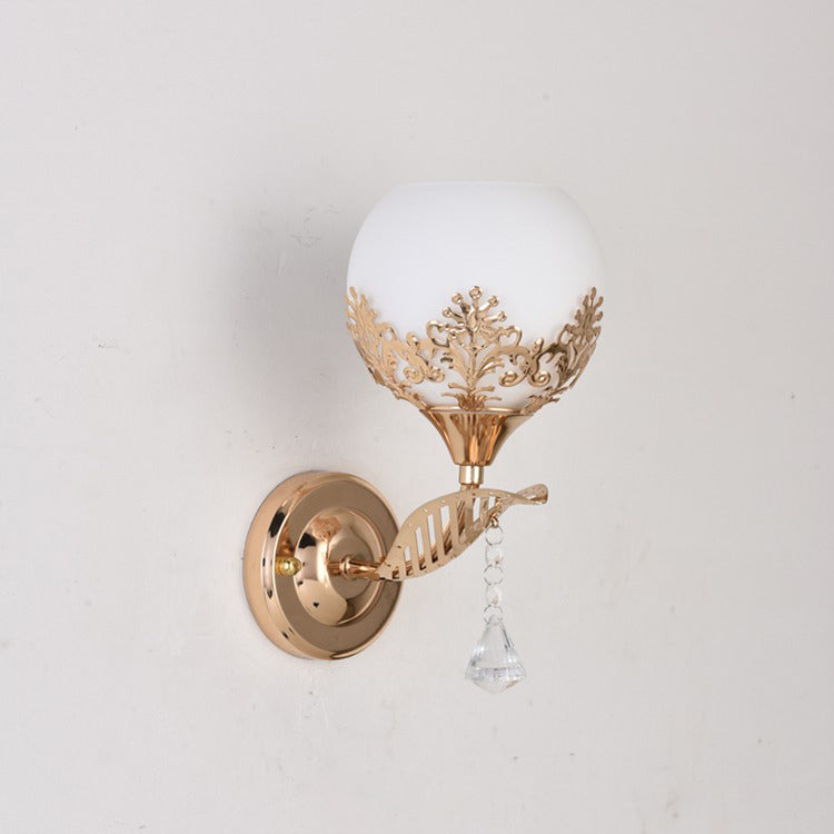 Moderne Minimalistische Runde Blumen Eisen Glas 1-Licht Wandleuchte Lampe für Schlafzimmer