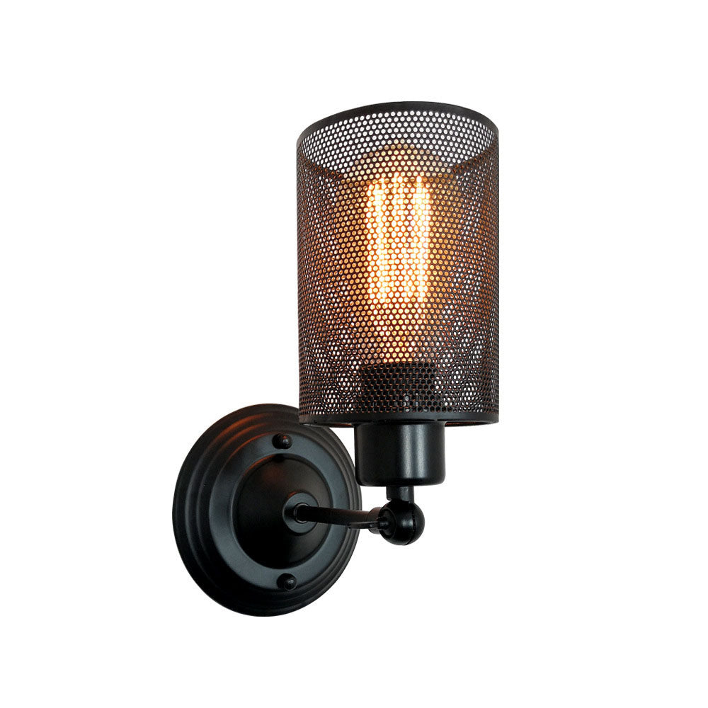 Traditionelle Bauernhaus Eisen-Maschen-Zylinder 1-Licht Wandleuchte Lampe für Wohnzimmer