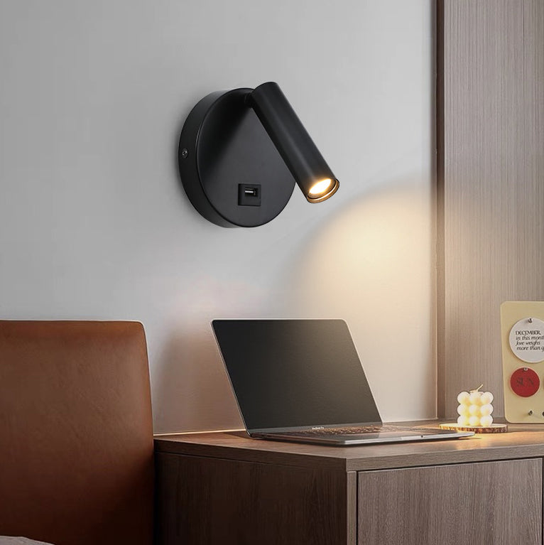 Moderner minimalistischer drehbarer Zylinder Aluminium Eisen LED Wandleuchte Lampen für Wohnzimmer