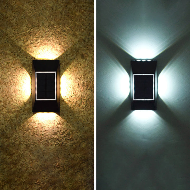 Moderne Einfachheit Solar Sensor Rechteck ABS Kunststoff LED Außen Wand Sconce Lampe Für Garten