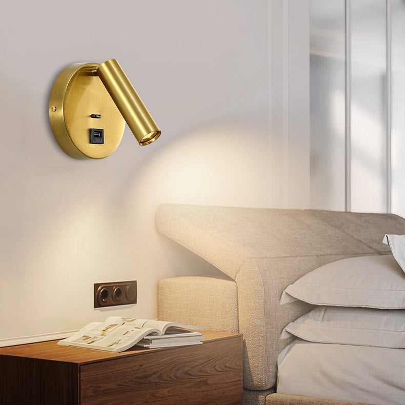 Moderner minimalistischer drehbarer Zylinder Aluminium Eisen LED Wandleuchte Lampen für Wohnzimmer