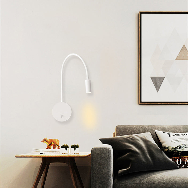 Zeitgenössische Nordic Runde Retractable Gebogene Eisen LED Wandleuchte Lampe Für Wohnzimmer