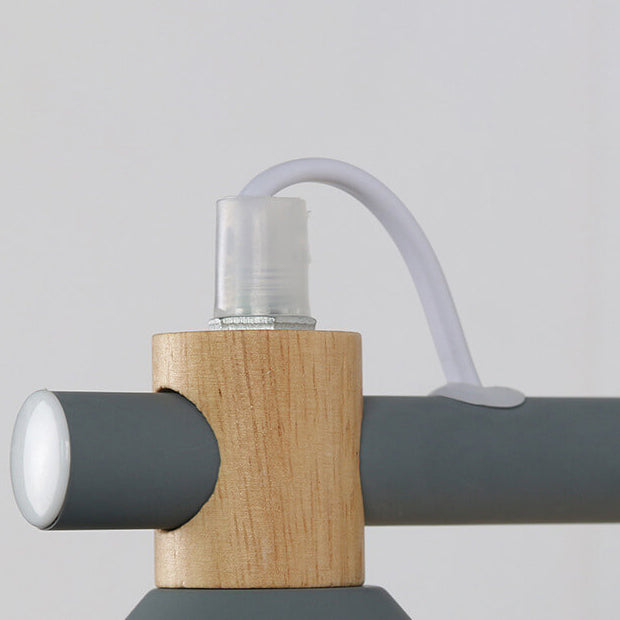 Nordic Macaron Eisen Trompetenförmige Holz 1-Licht Wandlampe