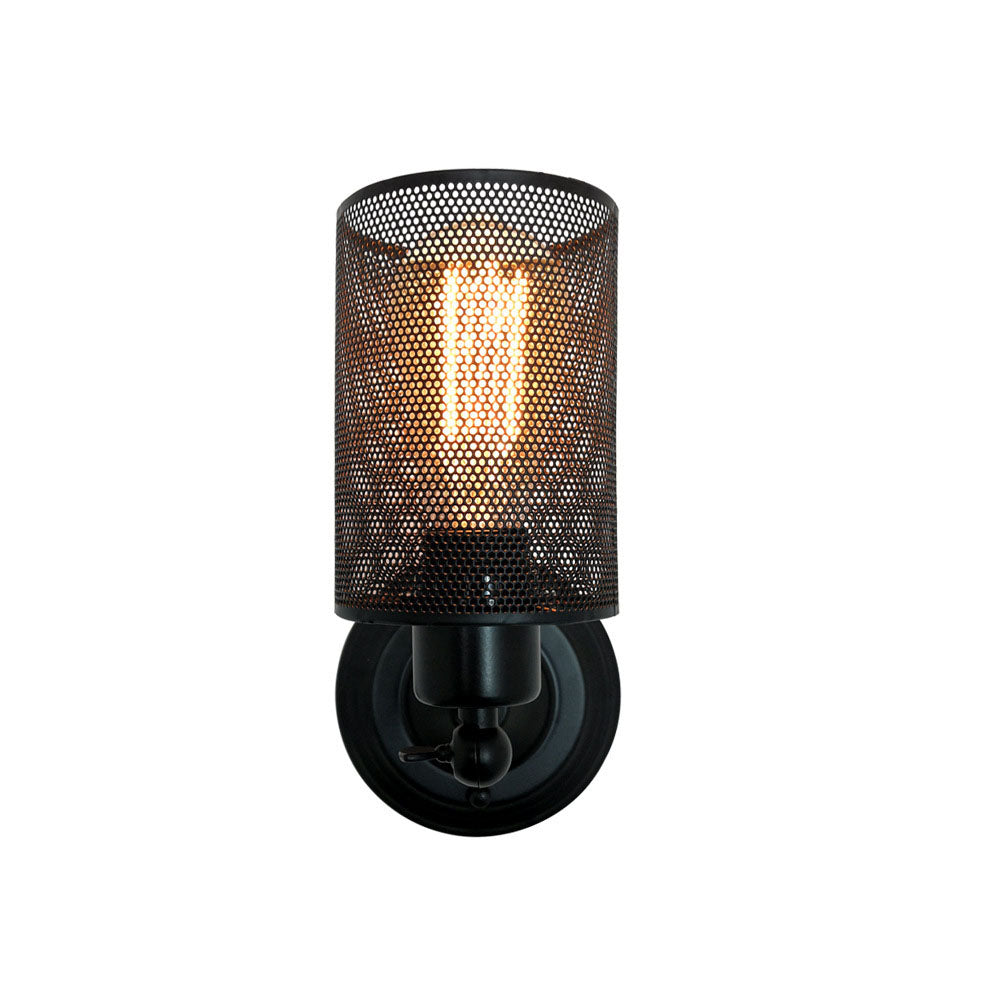 Traditionelle Bauernhaus Eisen-Maschen-Zylinder 1-Licht Wandleuchte Lampe für Wohnzimmer