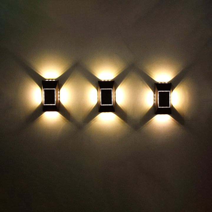 Moderne Einfachheit Solar Sensor Rechteck ABS Kunststoff LED Außen Wand Sconce Lampe Für Garten