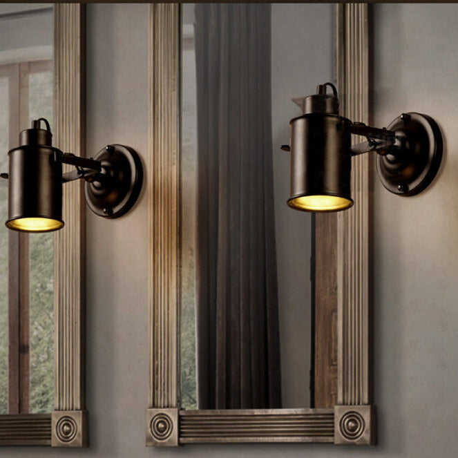 Traditionelle Vintage Zylinder Eisen 1-Licht Wand Sconce Lampe für Schlafzimmer