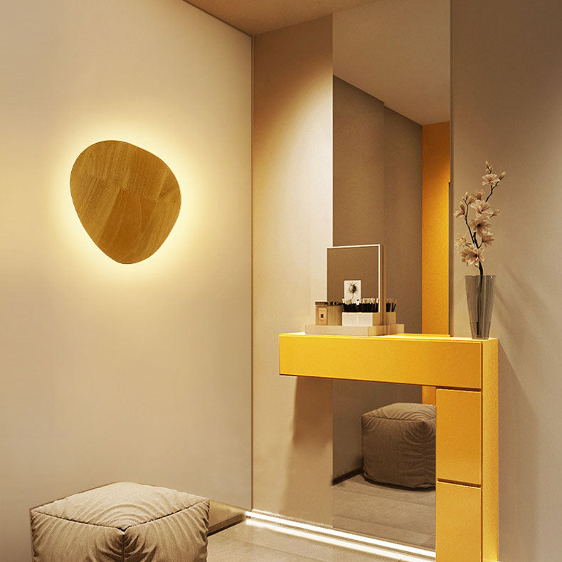 Moderne Minimalistische Runde Irreguläre Oval Holz LED Wandleuchte Lampe Für Wohnzimmer