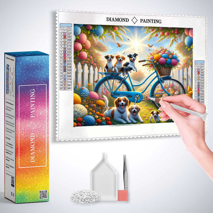 2+1 gratis! |  Diamond Painting - Fahrrad und Hunde