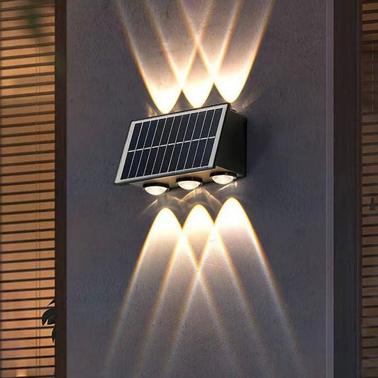 Zeitgenössische industrielle solarbetriebene wasserdichte ABS-Säule LED-Wandlampe für Außenpatio