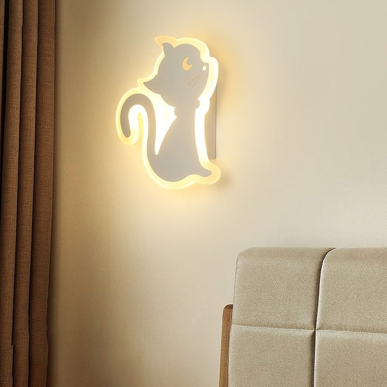Moderne Schlichtheit Cartoon Katze Eisen Acryl LED Wandlampe für Schlafzimmer