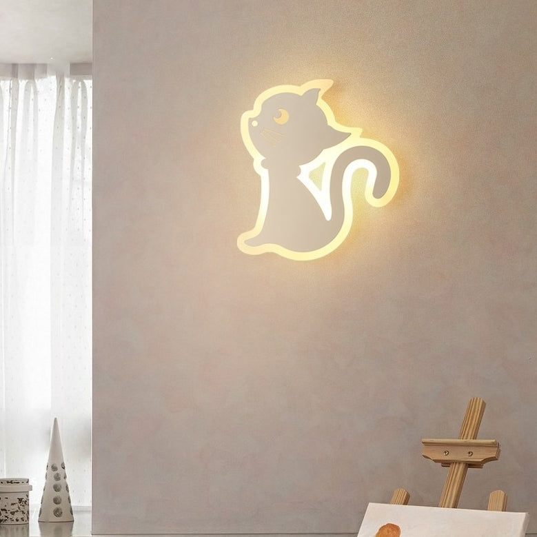 Moderne Schlichtheit Cartoon Katze Eisen Acryl LED Wandlampe für Schlafzimmer
