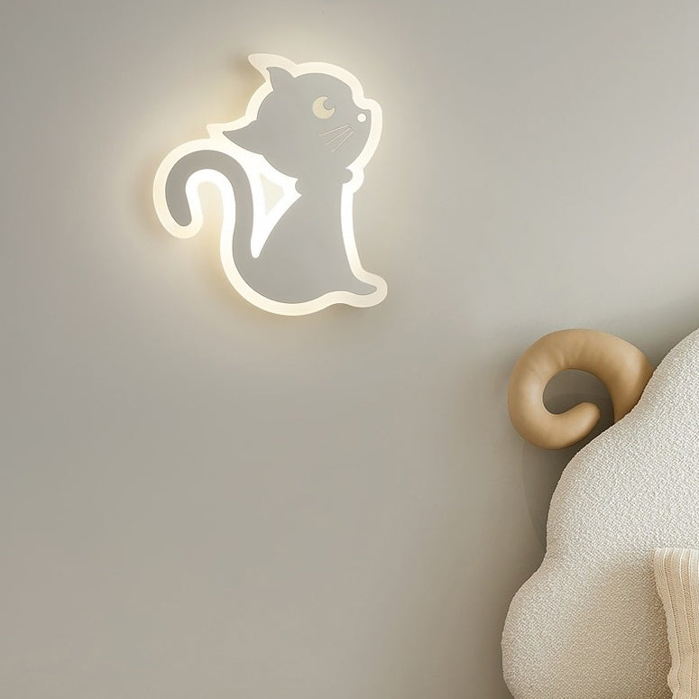 Moderne Schlichtheit Cartoon Katze Eisen Acryl LED Wandlampe für Schlafzimmer