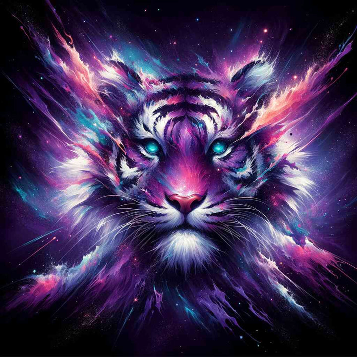 2+1 gratis! |  Diamond Painting - Lila Sternen Tiger