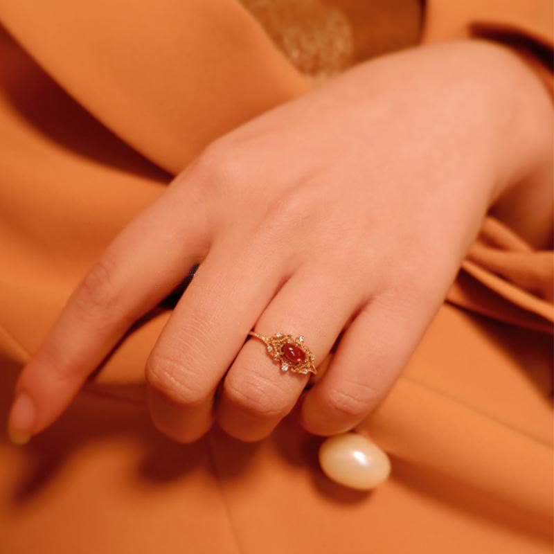 Passions Night Rose-Naturgranat-Ring