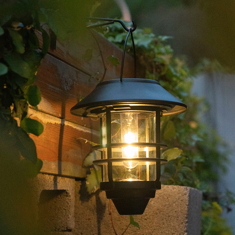 Zeitgenössische Retro Solar Wasserfest Aluminium Glas Laterne Zylinder 1-Licht Hängende Wand Sconce Lampe Für Outdoor Patio