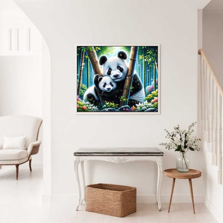 2+1 gratis! |  Diamond Painting - Pandafamilie, Baumstämme