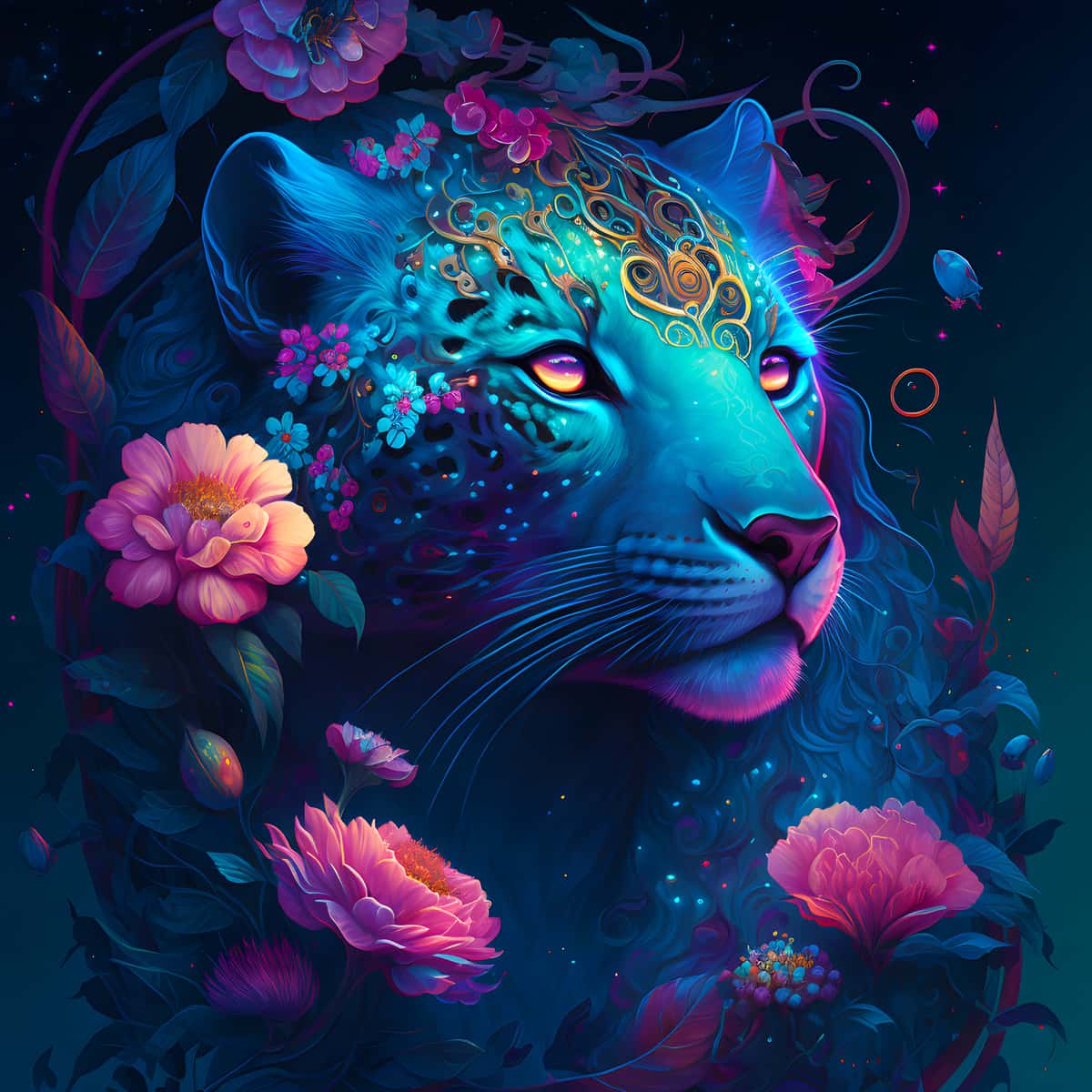 2+1 gratis! |  AB Diamond Painting - Mystische Raubkatze