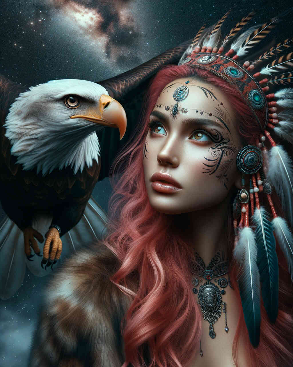 2+1 gratis! |  Diamond Painting - Adler und Frau