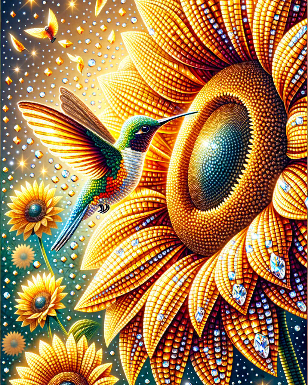 2+1 gratis! |  Diamond Painting - Sonnenblume Kolibri