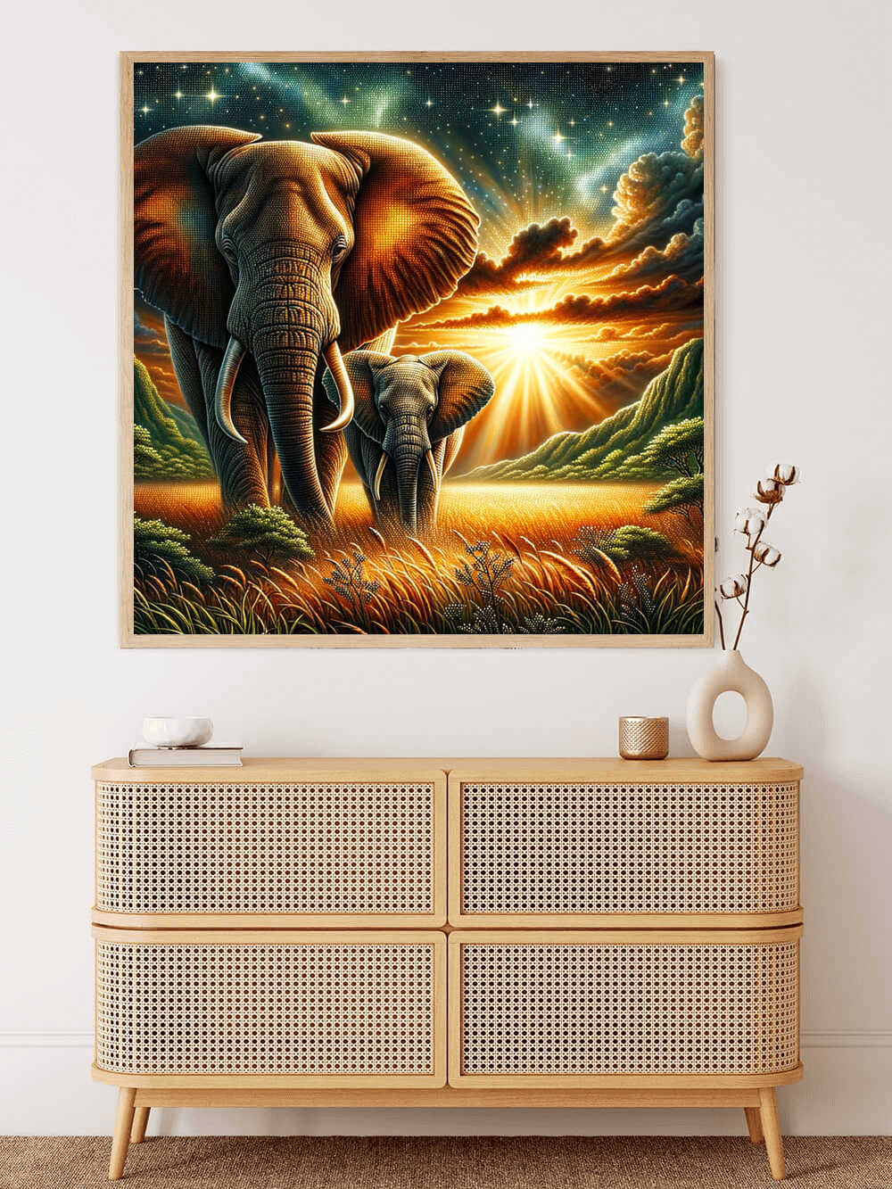 2+1 gratis! |  Diamond Painting - Elefantenpaar Afrika