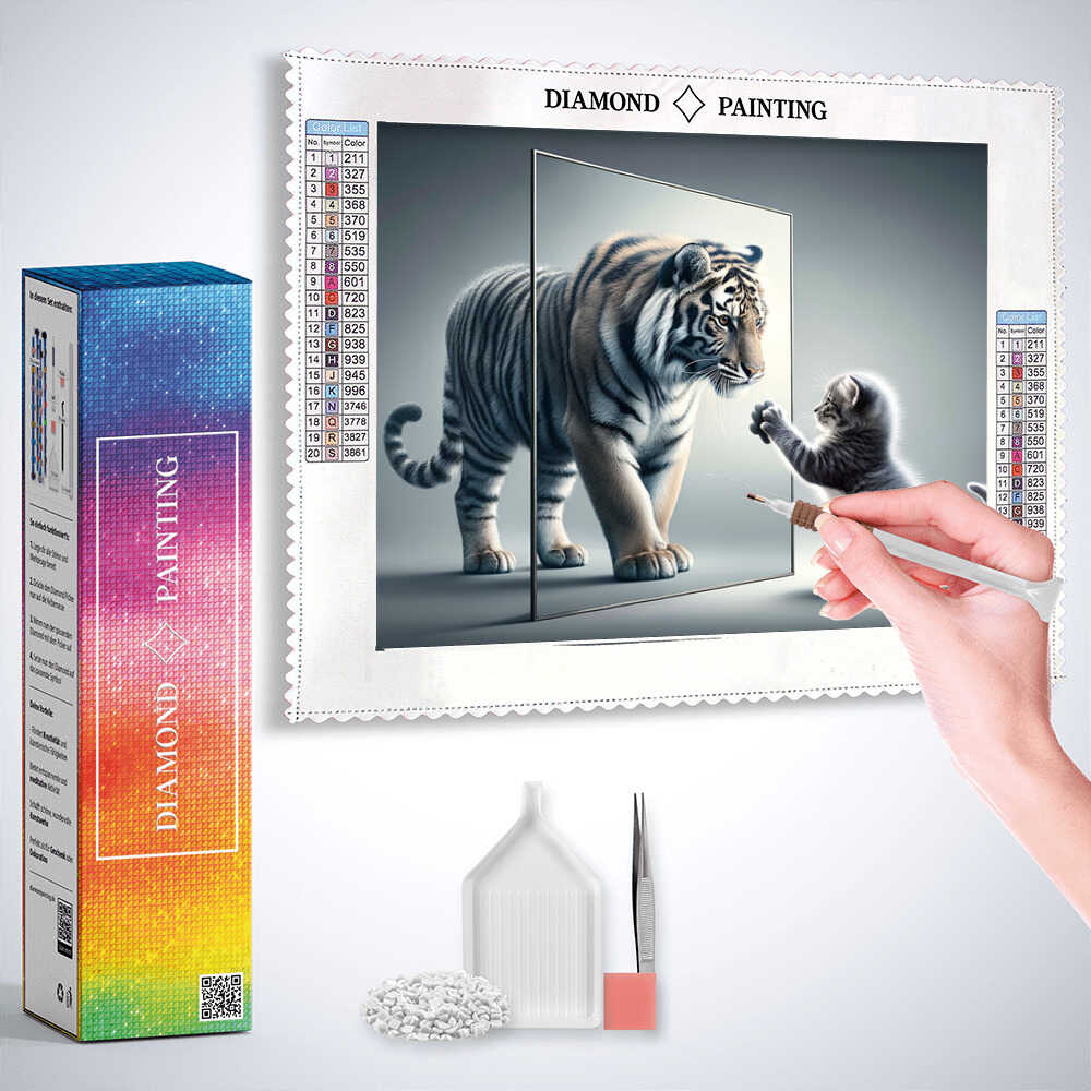 2+1 gratis! |  Diamond Painting - Katze Fensterspiegelbild