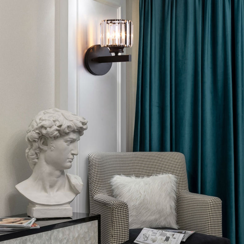 Moderne Minimalistische Ovale Zylinder Hardware Kristall 1-Licht Wandlamp Für Schlafzimmer