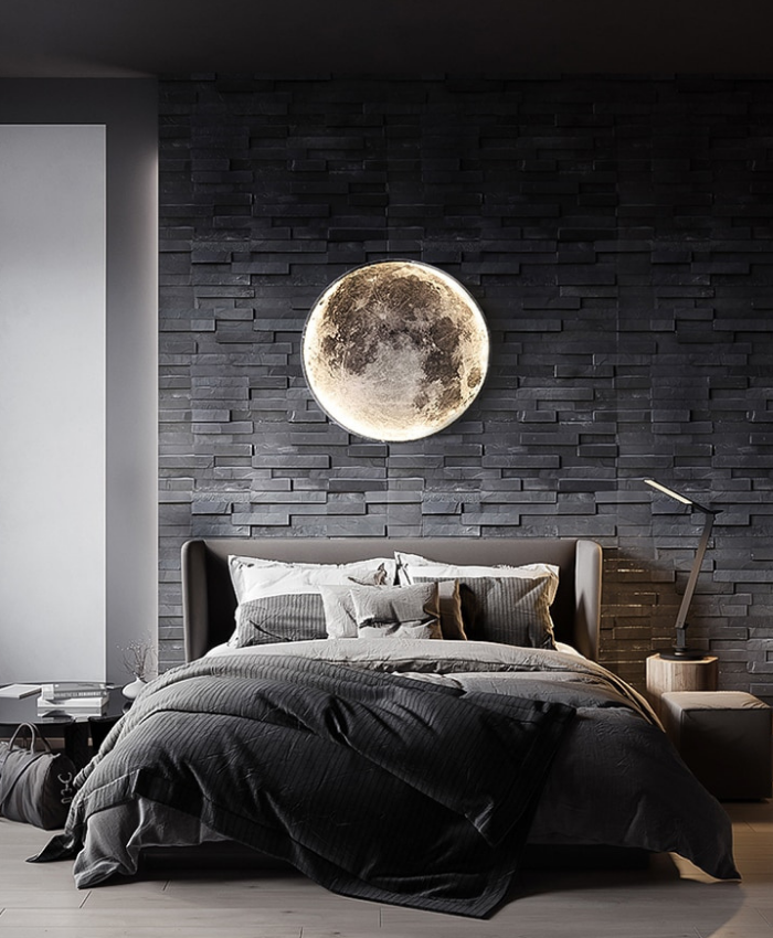 Luna - Mond Wandlampe - Schlafzimmerlampe in Form des Vollmonds