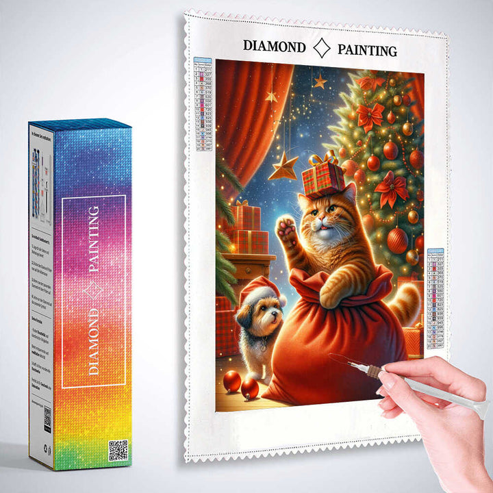 2+1 gratis! |  Diamond Painting - Katze verteilt Geschenke