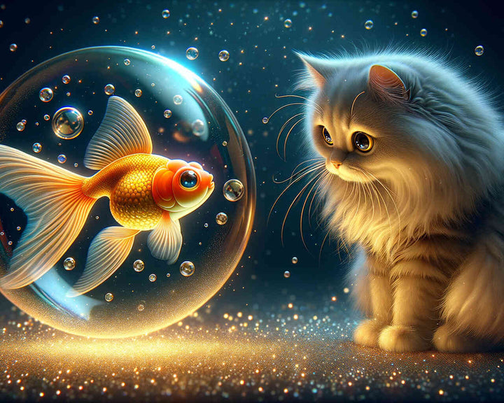2+1 gratis! |  Diamond Painting - Katze und Goldfisch