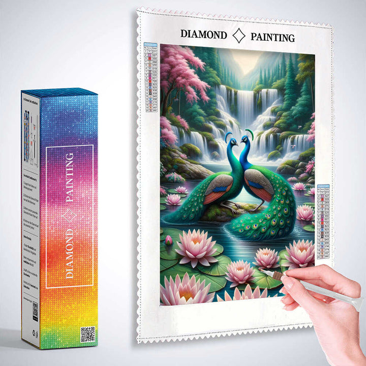 2+1 gratis! |  Diamond Painting - Pfauen, Pärchen