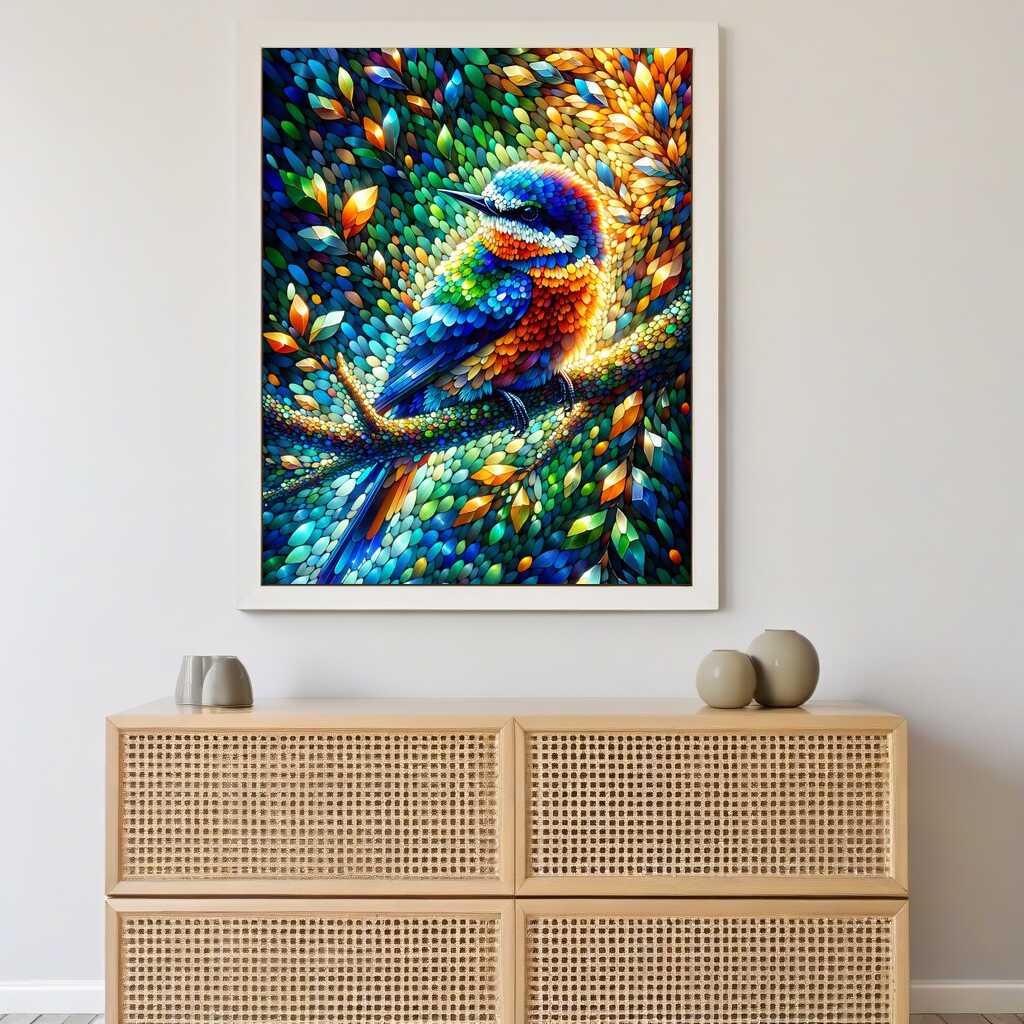 2+1 gratis! |  Diamond Painting - Buntgefiederter Vogel auf Ast