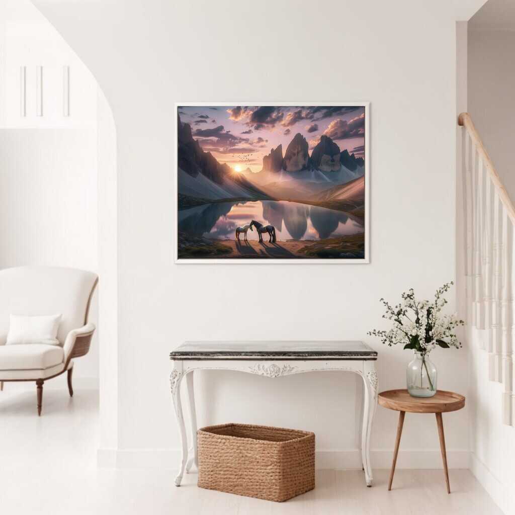 2+1 gratis! |  Diamond Painting - Pferde an Bergsee