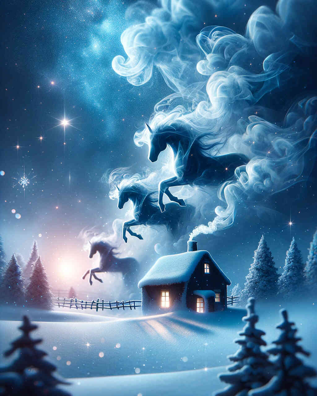 2+1 gratis! |  Diamond Painting - Pferde Rauch Winter