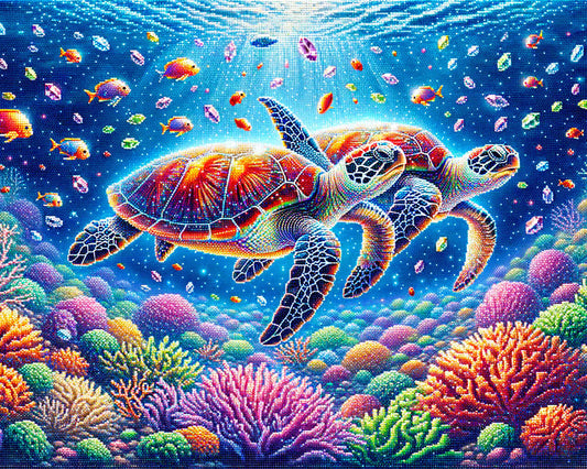 2+1 gratis! |  Diamond Painting - Schildkröten Liebe