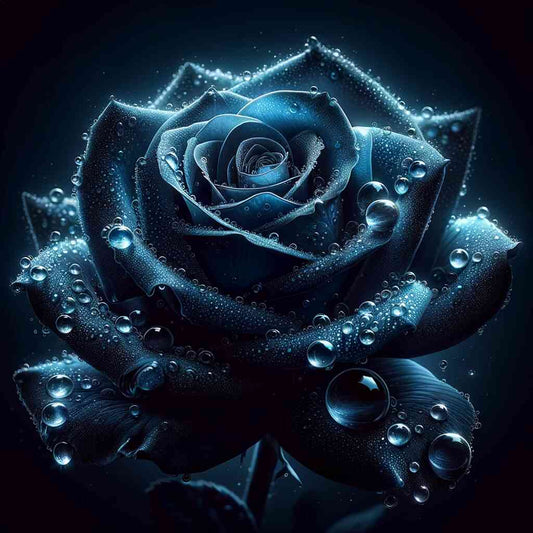 2+1 gratis! |  Diamond Painting - Blaue Rose mit Wassertropfen
