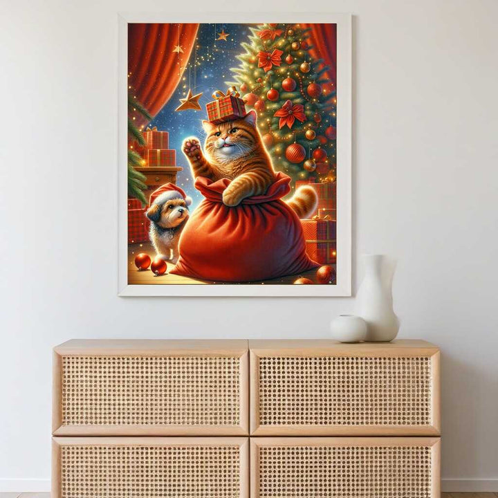 2+1 gratis! |  Diamond Painting - Katze verteilt Geschenke