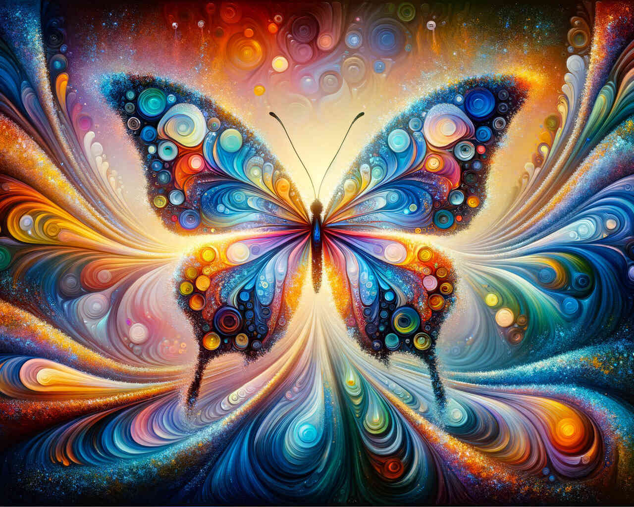 2+1 gratis! |  Farbenfroher Schmetterling auf buntem Hintergrund