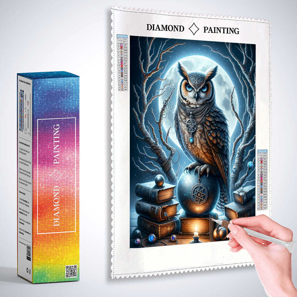 2+1 gratis! |  Diamond Painting - Eule mit Kette