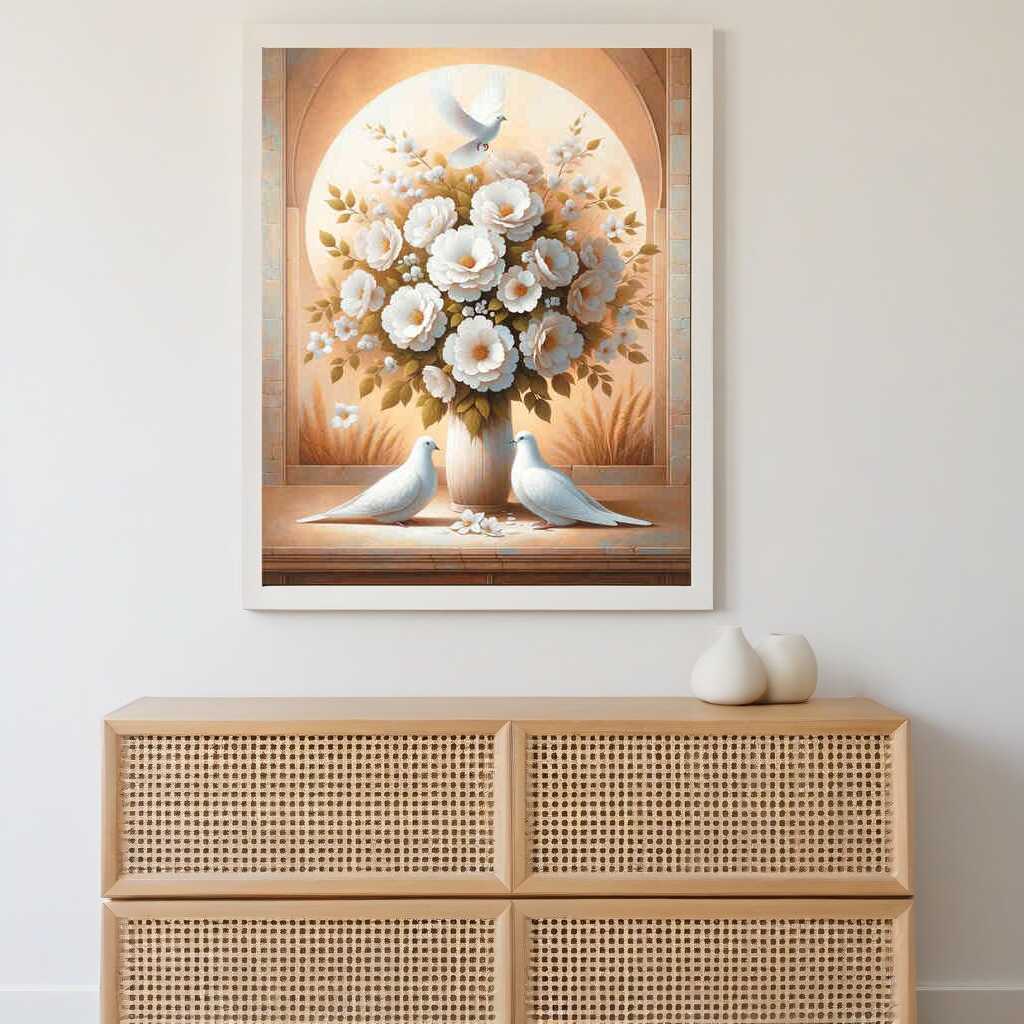 2+1 gratis! |  Diamond Painting - Friedenstauben Pärchen