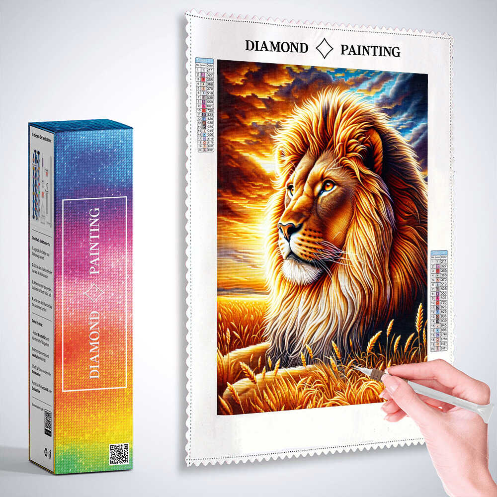 2+1 gratis! |  Diamond Painting - Ausdrucksstarker Löwe