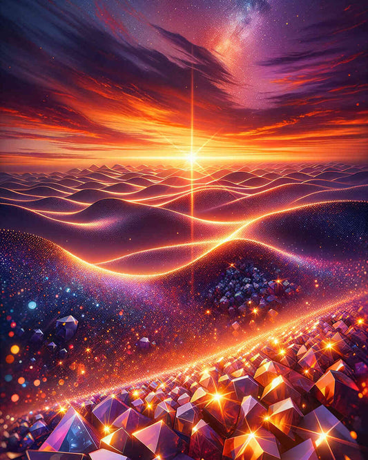 2+1 gratis! |  Diamond Painting - Sonnenuntergang, Dünen