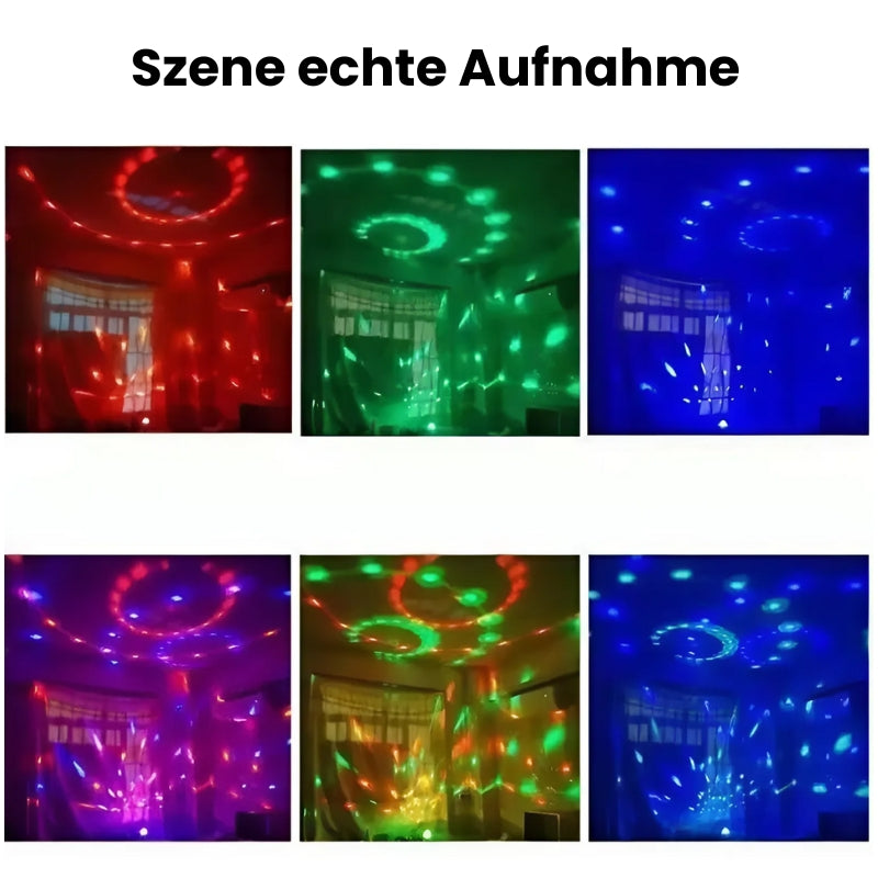 PartyLED - Bunte LED-Partyleuchte mit 360° drehbarem Strahl