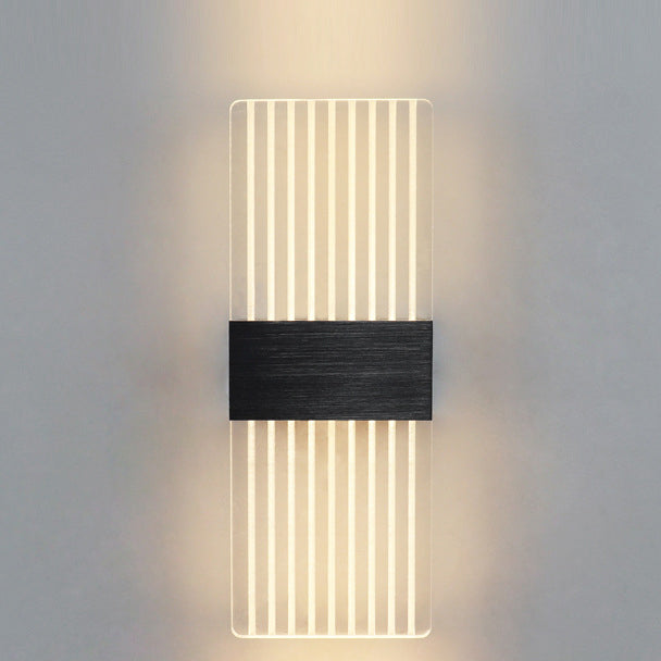 Moderner minimalistischer rechteckiger Feder Himmel Acryl Aluminium LED Wandleuchte Lampe für das Wohnzimmer