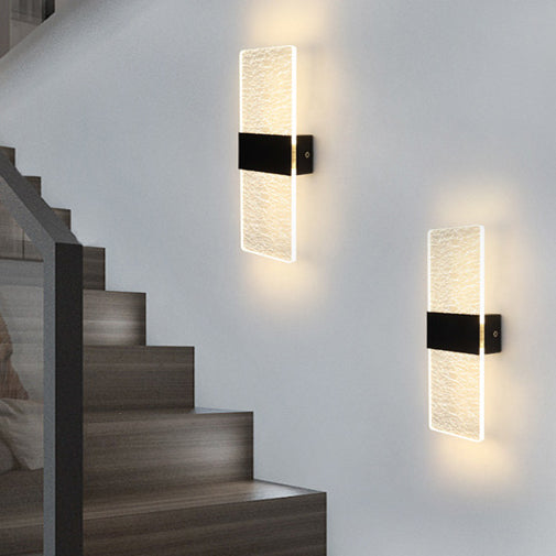Moderner minimalistischer rechteckiger Feder Himmel Acryl Aluminium LED Wandleuchte Lampe für das Wohnzimmer