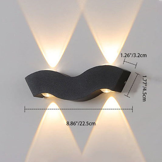 Modern Minimalist Wasserdicht Welle Rechteck Halbkreis Aluminium LED Außen Wand Sconce Lampe Für Garten
