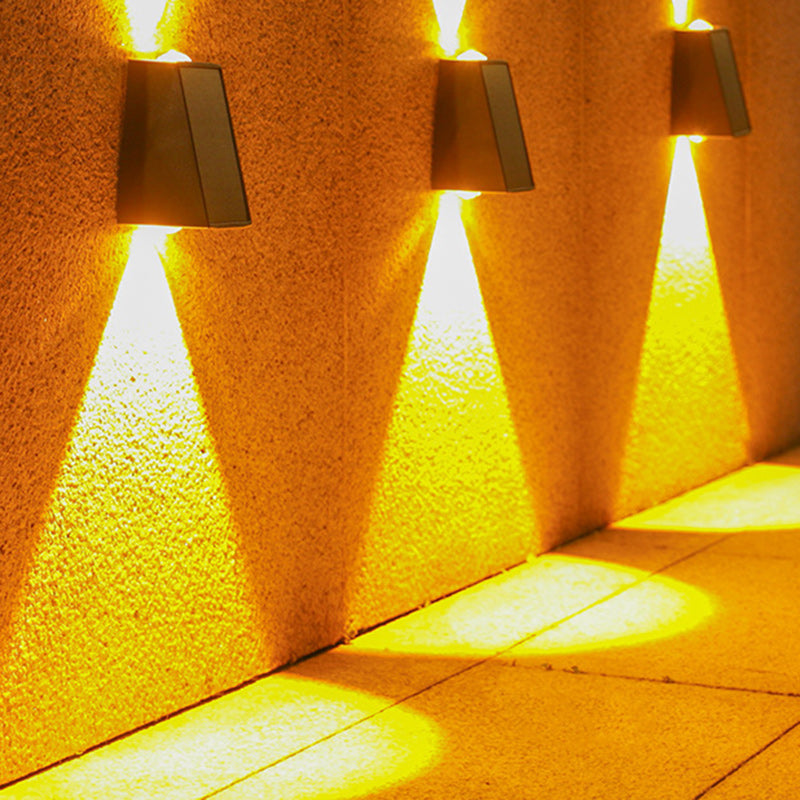 Modern Minimalist Solar Wasserdicht Trapezförmiges Rechteck ABS PVC LED Außen Wandleuchte Lampe Für Garten
